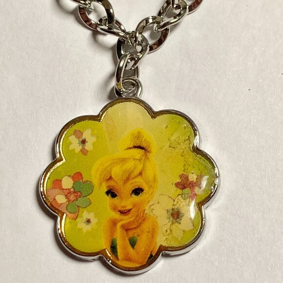 Vintage Disney Tinker Bell Tinkerbell Charm Bracelet Starter 8" Fairy SilverTone - Picture 2 of 8
